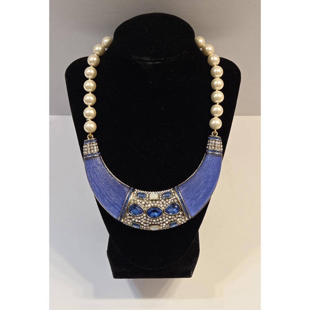 HEIDI DAUS "Say It With Style" (Blue Lucite)‎ Crystal Bib Necklace (Orig. $250)